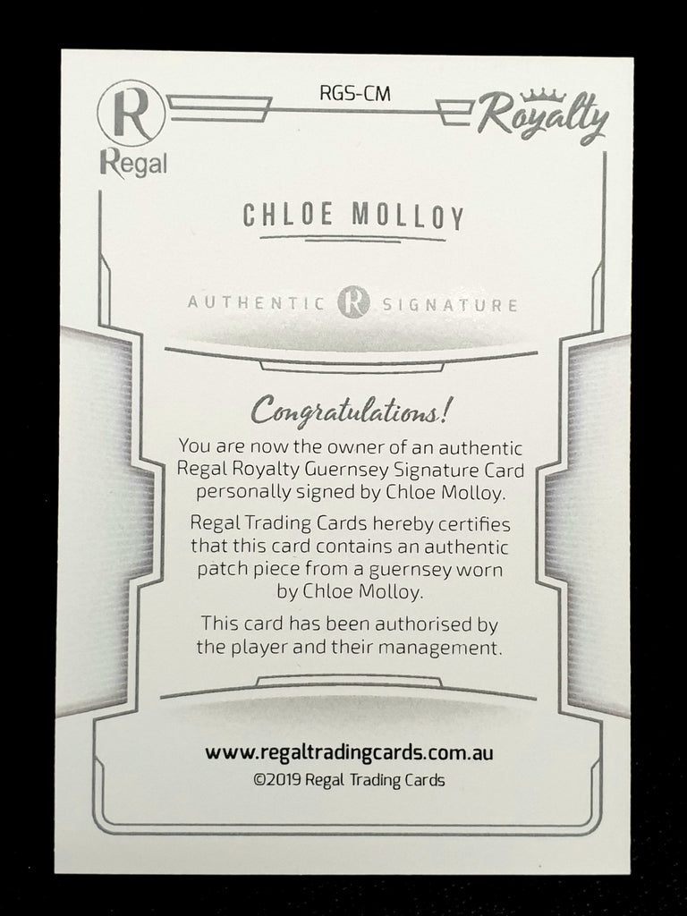 2020 Regal Royalty Guernsey Signature Card Silver RGS-CM Chloe Molloy