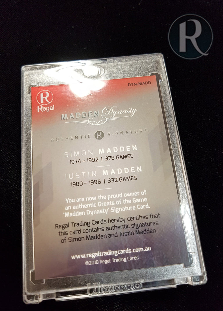 2018 Regal Greats of the Game Madden Dynasty Dual Signature Card