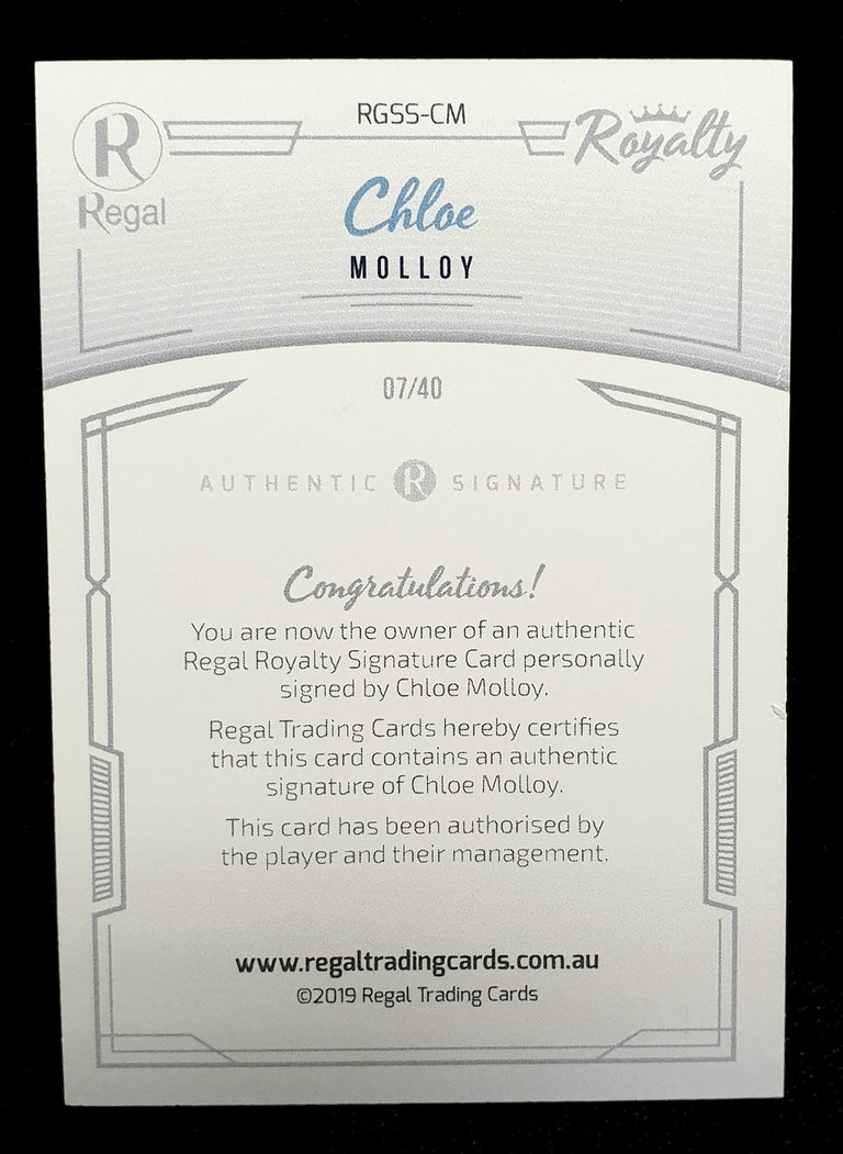 2020 Regal Royalty Authentic Signature Card Silver RGSS-CM Chloe Molloy